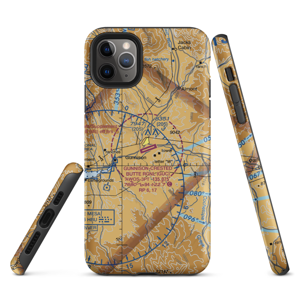 Gunnison Crested Butte Regional Airport (GUC) VFR Sectional  Tough iPhone Case iPhone 11 Pro Max model shown