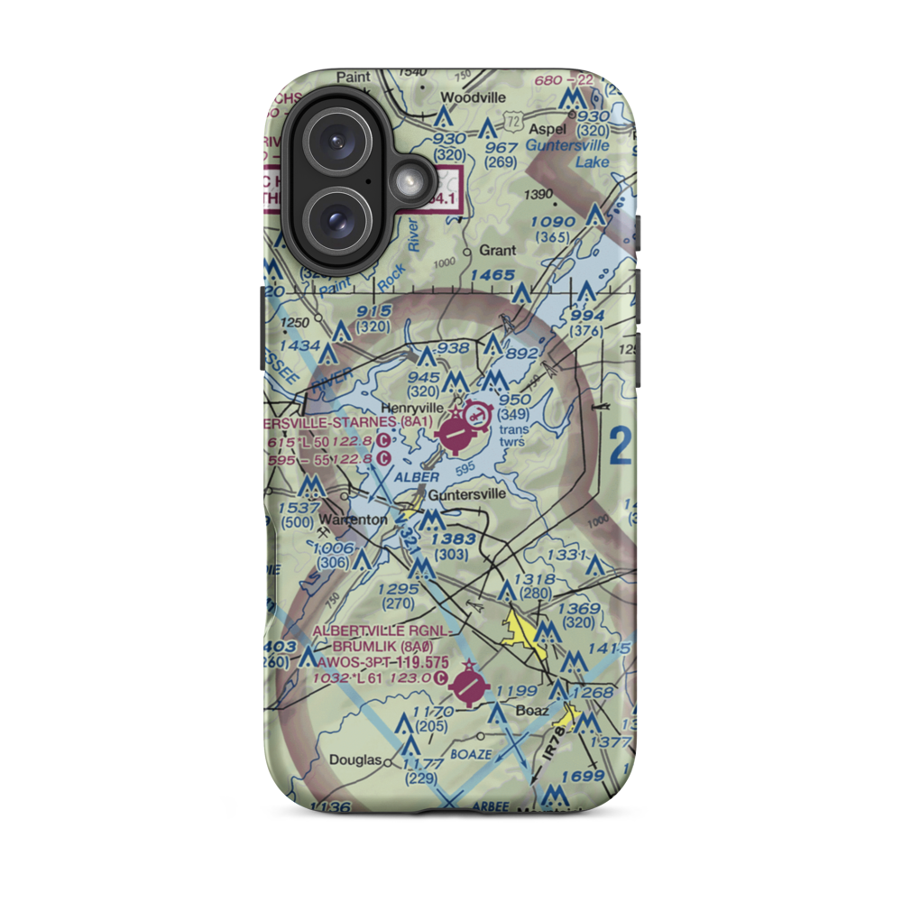 Guntersville Municipal Joe Starnes Field (8A1) VFR Sectional  Tough iPhone Case iPhone 16 Plus model shown