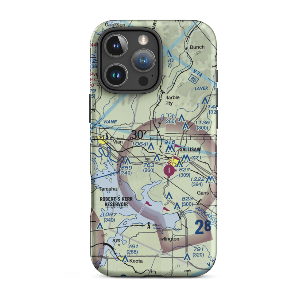 Gustafson Airport (OK34) VFR Sectional  Tough iPhone Case iPhone 16 Pro Max model shown