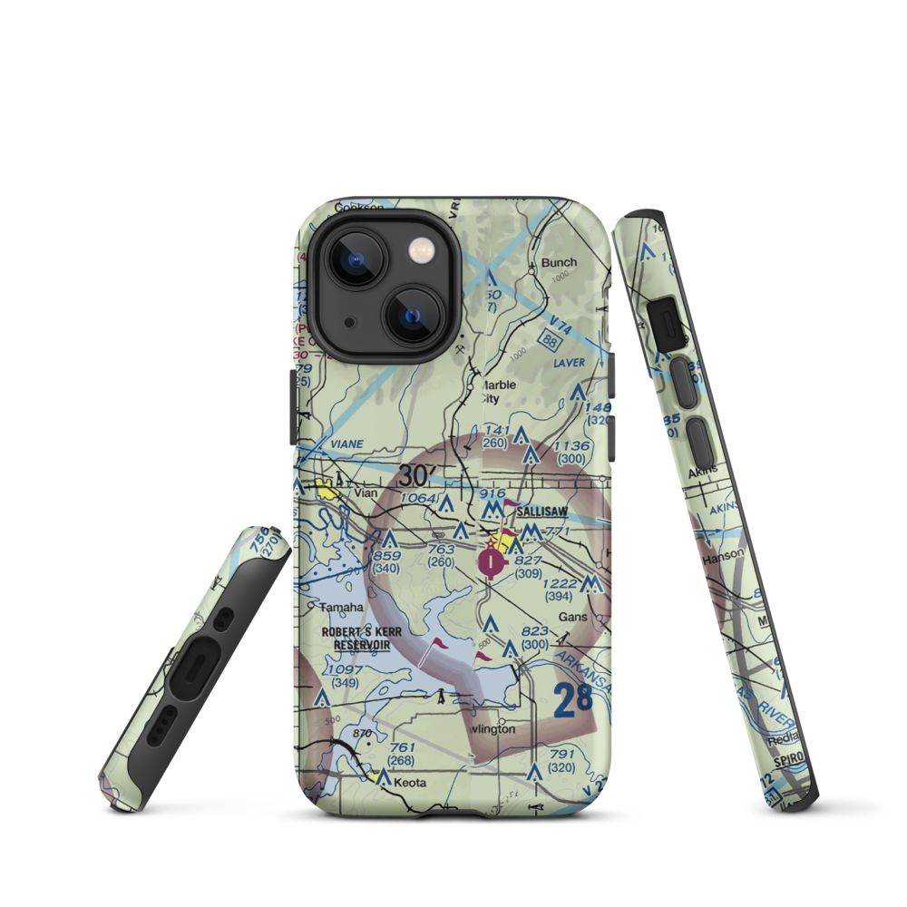 Gustafson Airport (OK34) VFR Sectional  Tough iPhone Case iPhone 13 mini model shown