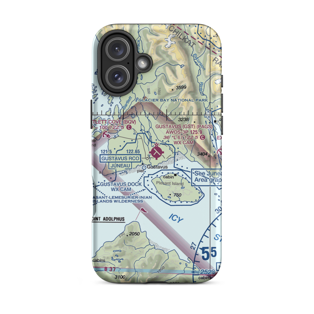 Gustavus Airport (GST) VFR Sectional  Tough iPhone Case iPhone 16 Plus model shown