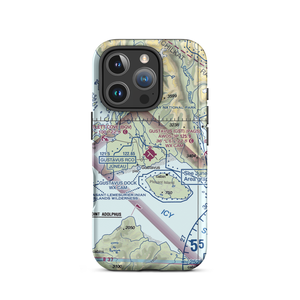 Gustavus Airport (GST) VFR Sectional  Tough iPhone Case iPhone 16 Pro model shown