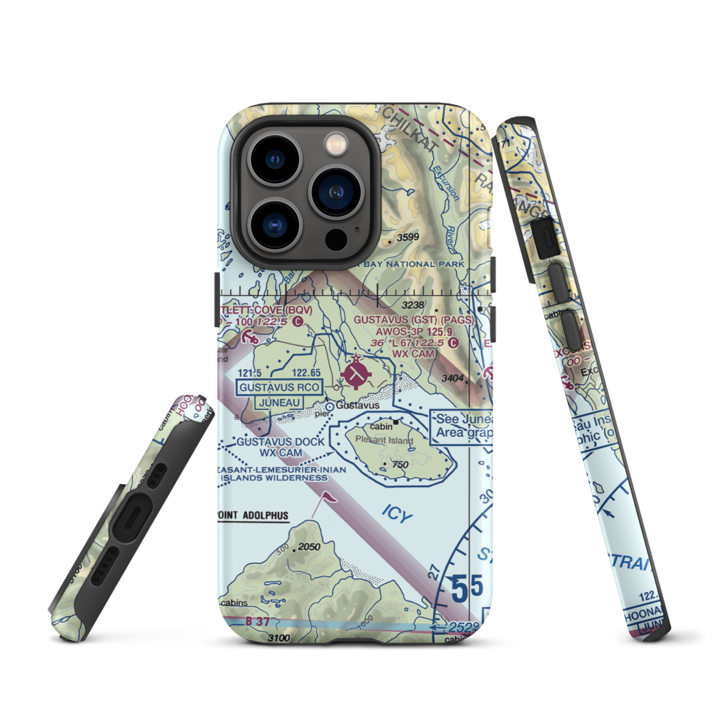 Gustavus Airport (GST) VFR Sectional  Tough iPhone Case iPhone 13 Pro model shown