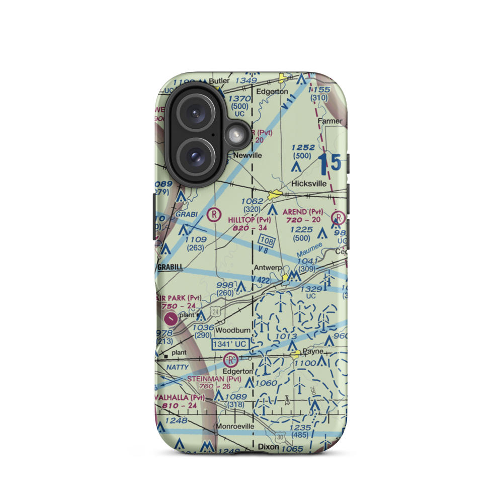 Gustin's /Private/ Airport (80IN) VFR Sectional  Tough iPhone Case iPhone 16 model shown