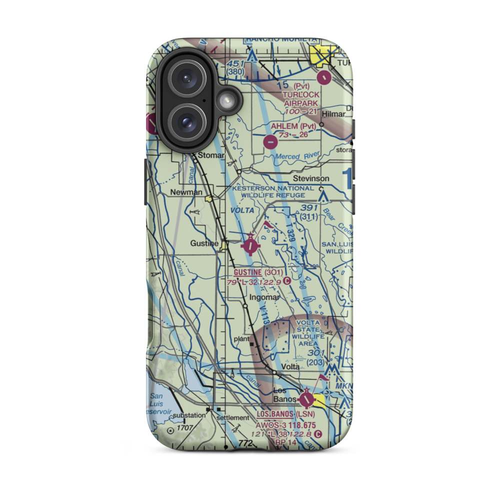 Gustine Airport (3O1) VFR Sectional  Tough iPhone Case iPhone 16 Plus model shown