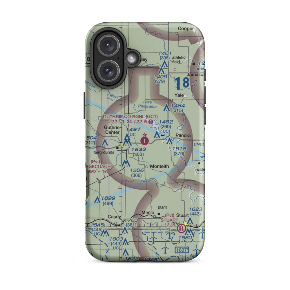 Guthrie County Regional Airport (GCT) VFR Sectional  Tough iPhone Case iPhone 16 Plus model shown