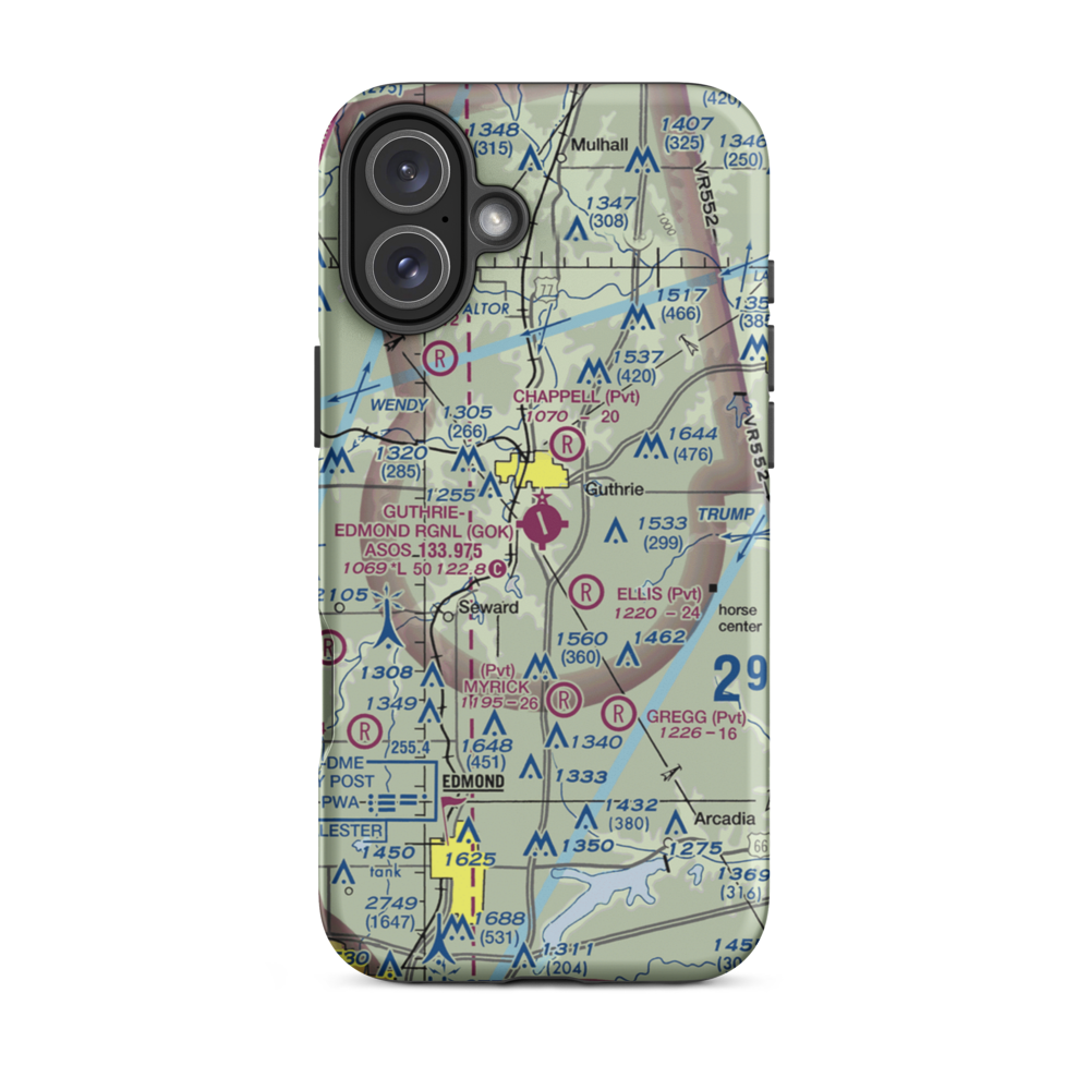 Guthrie-Edmond Regional Airport (GOK) VFR Sectional  Tough iPhone Case iPhone 16 Plus model shown