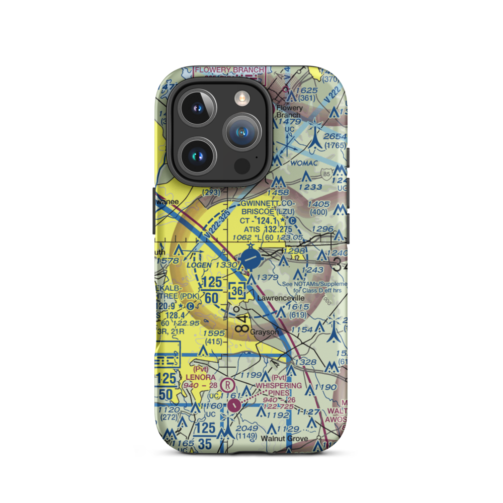 Gwinnett County Briscoe Field (LZU) VFR Sectional  Tough iPhone Case iPhone 16 Pro model shown