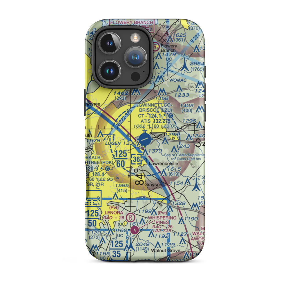 Gwinnett County Briscoe Field (LZU) VFR Sectional  Tough iPhone Case iPhone 16 Pro Max model shown