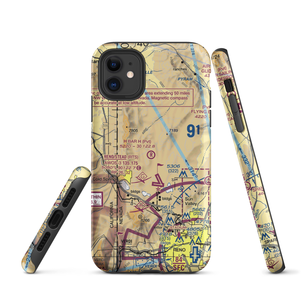 H Bar H Airport (NV09) VFR Sectional  Tough iPhone Case iPhone 11 model shown