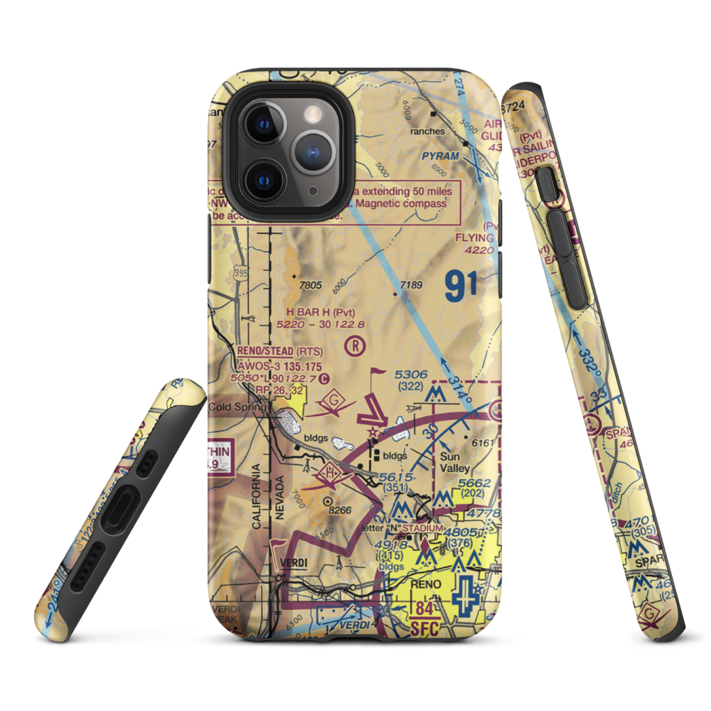 H Bar H Airport (NV09) VFR Sectional  Tough iPhone Case iPhone 11 Pro model shown