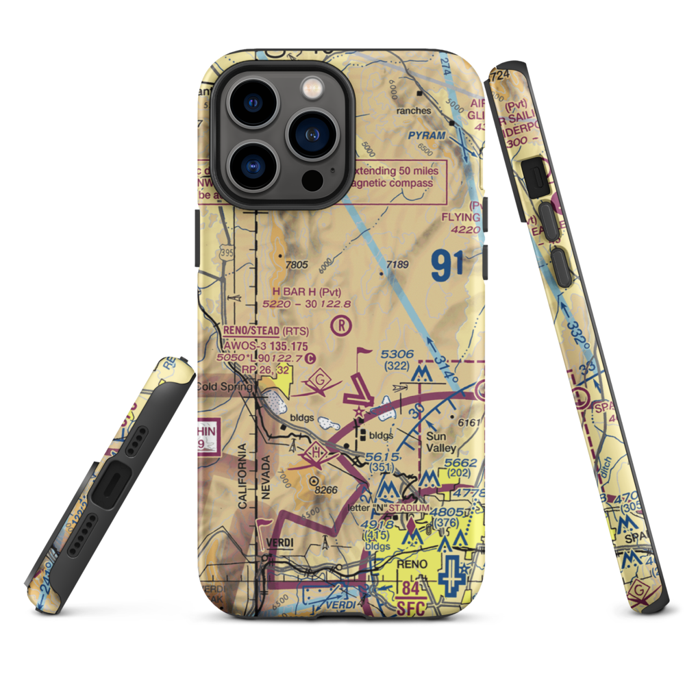 H Bar H Airport (NV09) VFR Sectional  Tough iPhone Case iPhone 13 Pro Max model shown