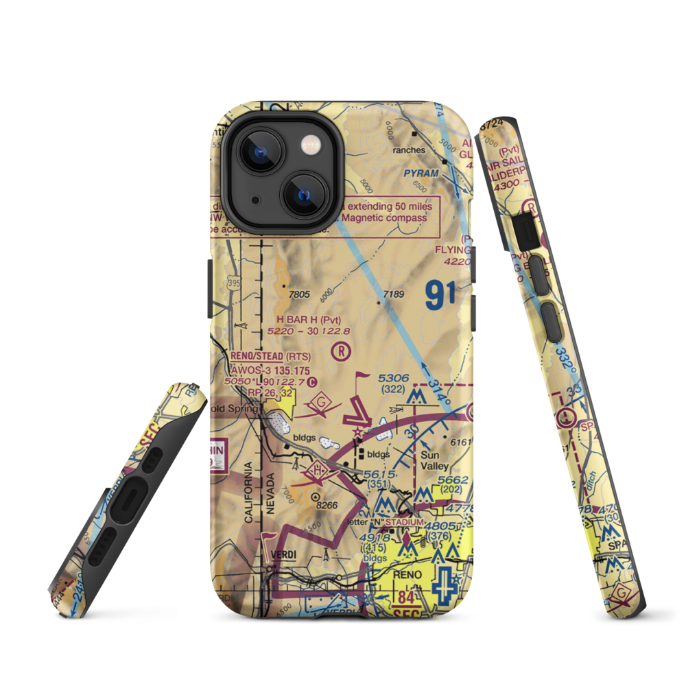 H Bar H Airport (NV09) VFR Sectional  Tough iPhone Case iPhone 14 model shown