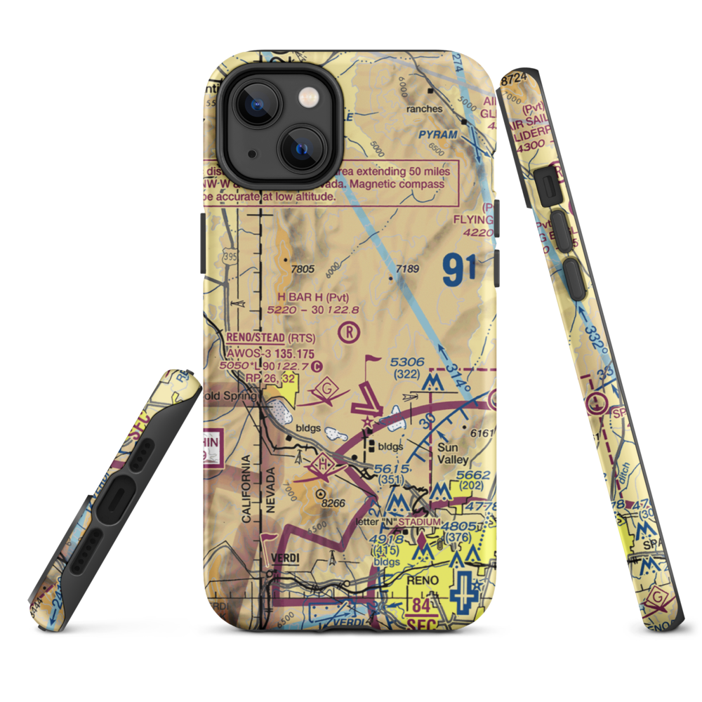 H Bar H Airport (NV09) VFR Sectional  Tough iPhone Case iPhone 14 Plus model shown