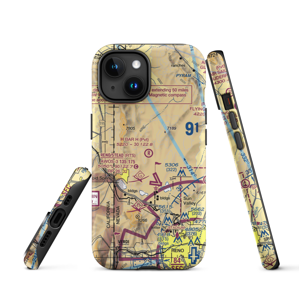 H Bar H Airport (NV09) VFR Sectional  Tough iPhone Case iPhone 15 model shown