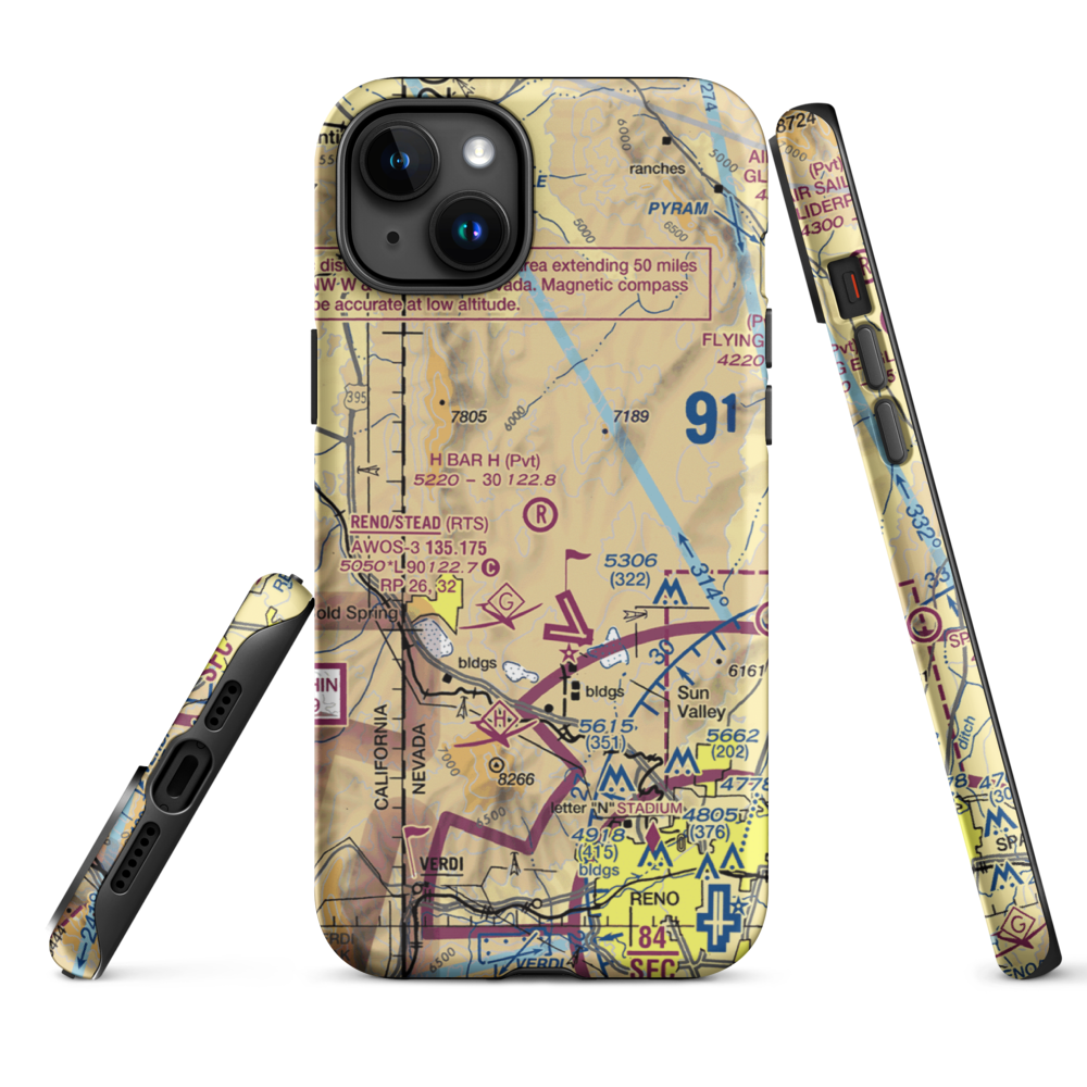 H Bar H Airport (NV09) VFR Sectional  Tough iPhone Case iPhone 15 Plus model shown