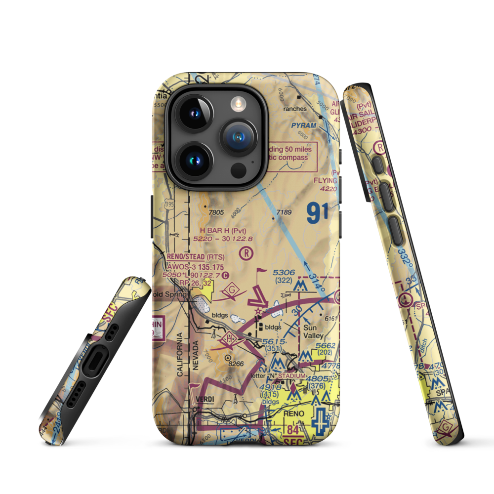 H Bar H Airport (NV09) VFR Sectional  Tough iPhone Case iPhone 15 Pro model shown