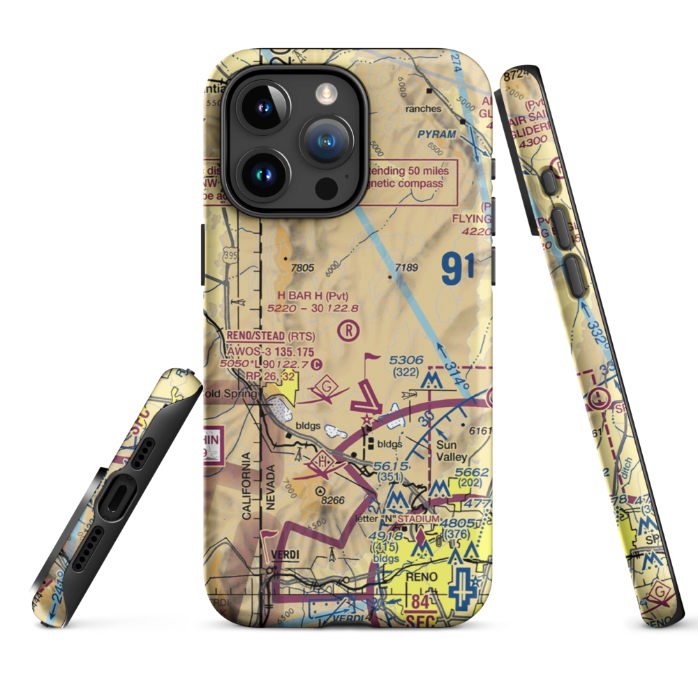 H Bar H Airport (NV09) VFR Sectional  Tough iPhone Case iPhone 15 Pro Max model shown