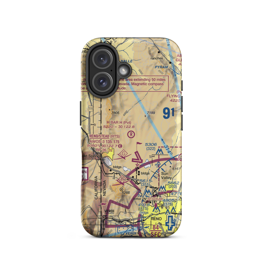 H Bar H Airport (NV09) VFR Sectional  Tough iPhone Case iPhone 16 model shown