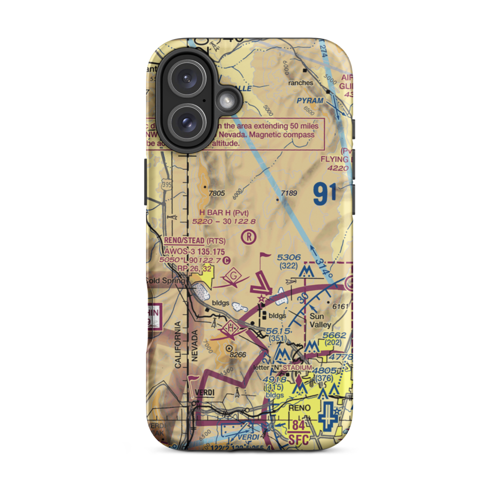 H Bar H Airport (NV09) VFR Sectional  Tough iPhone Case iPhone 16 Plus model shown