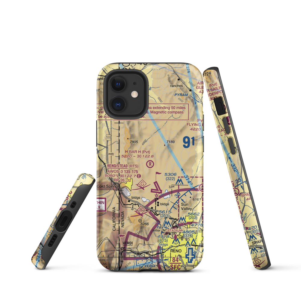 H Bar H Airport (NV09) VFR Sectional  Tough iPhone Case iPhone 12 mini model shown
