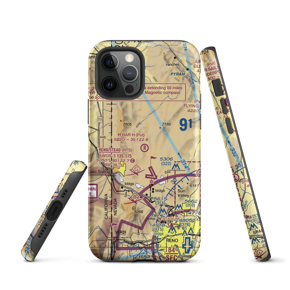 H Bar H Airport (NV09) VFR Sectional  Tough iPhone Case iPhone 12 Pro model shown