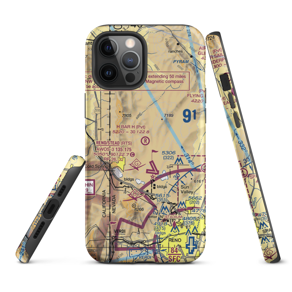H Bar H Airport (NV09) VFR Sectional  Tough iPhone Case iPhone 12 Pro Max model shown
