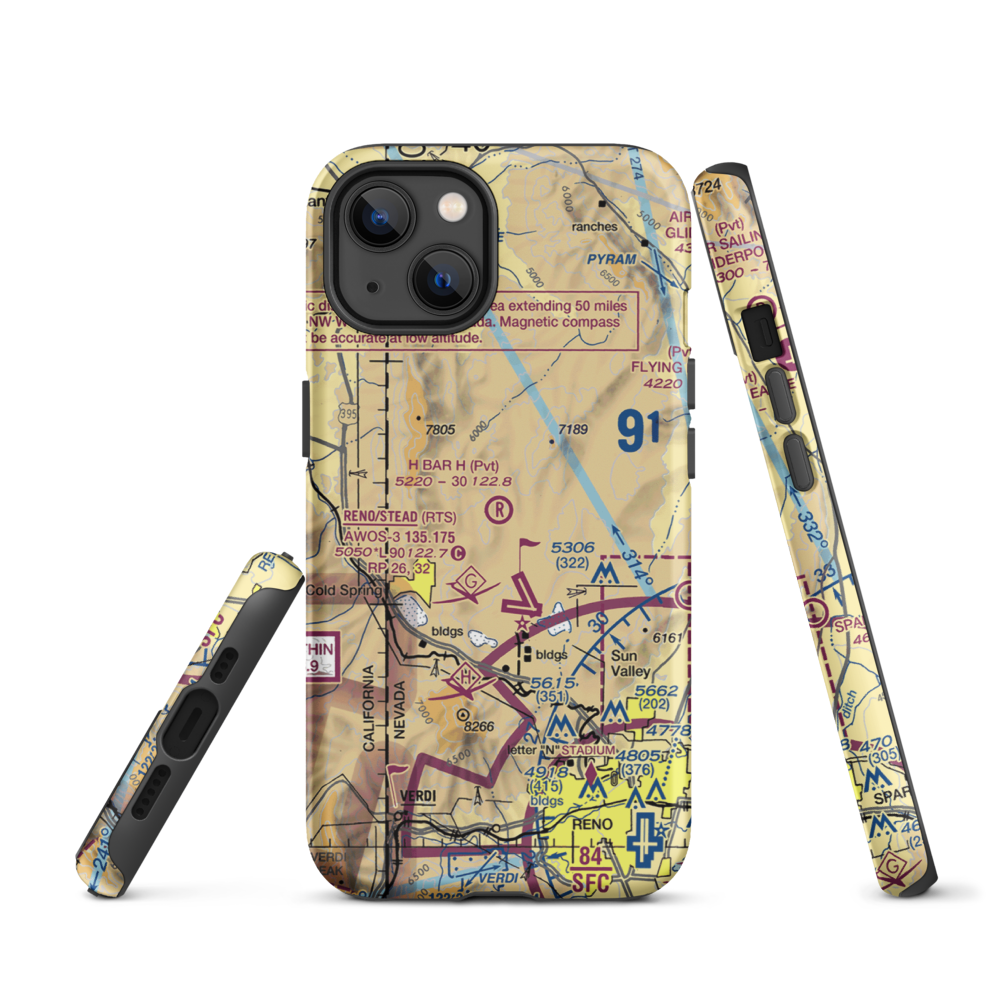 H Bar H Airport (NV09) VFR Sectional  Tough iPhone Case iPhone 13 model shown