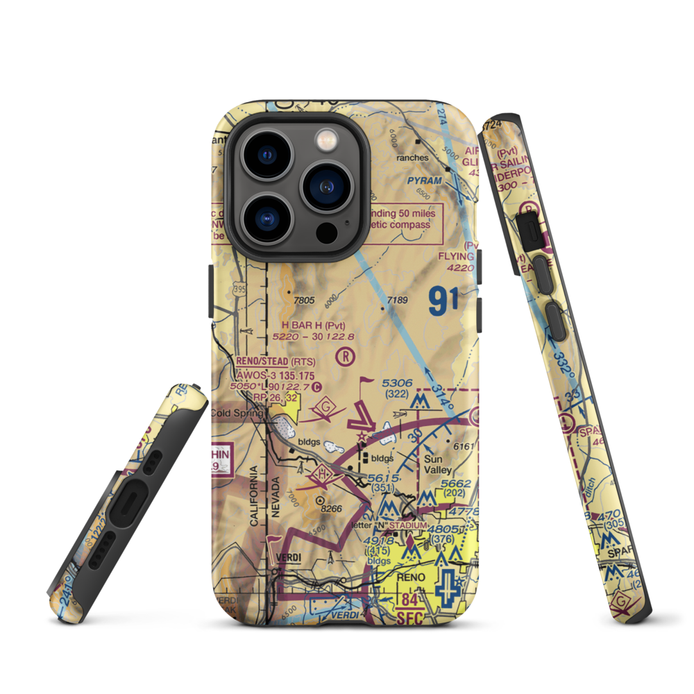 H Bar H Airport (NV09) VFR Sectional  Tough iPhone Case iPhone 13 Pro model shown
