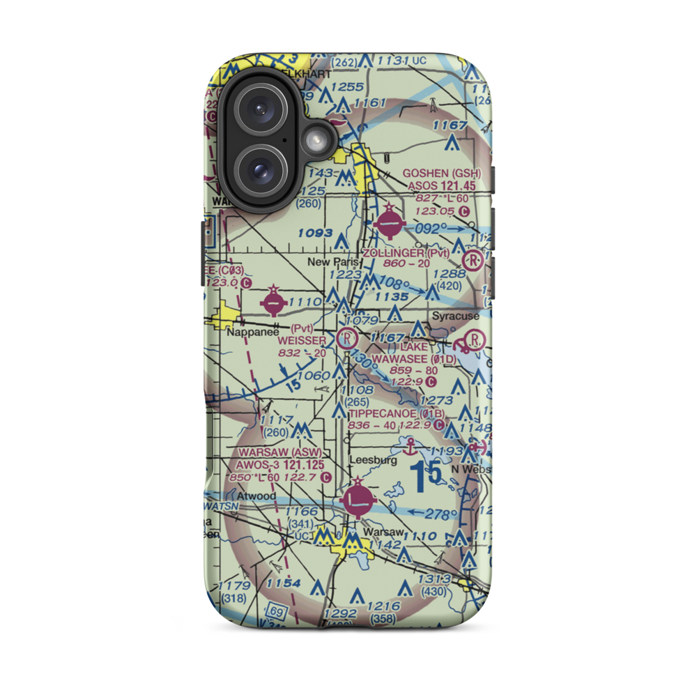 H R Weisser Airport (92IN) VFR Sectional  Tough iPhone Case iPhone 16 Plus model shown