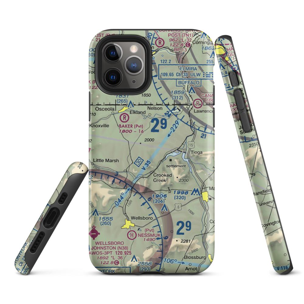 H&H Personal Use Airport (57PA) VFR Sectional  Tough iPhone Case iPhone 11 Pro model shown