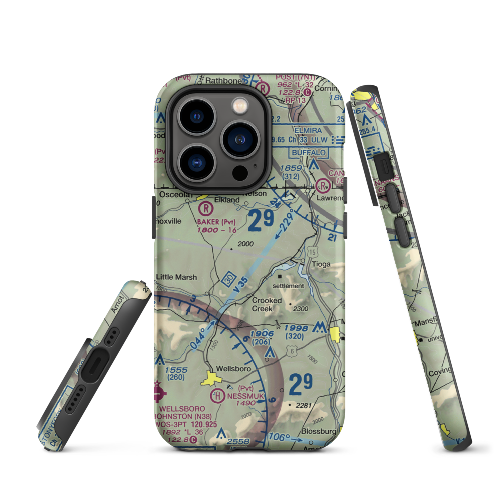 H&H Personal Use Airport (57PA) VFR Sectional  Tough iPhone Case iPhone 14 Pro model shown