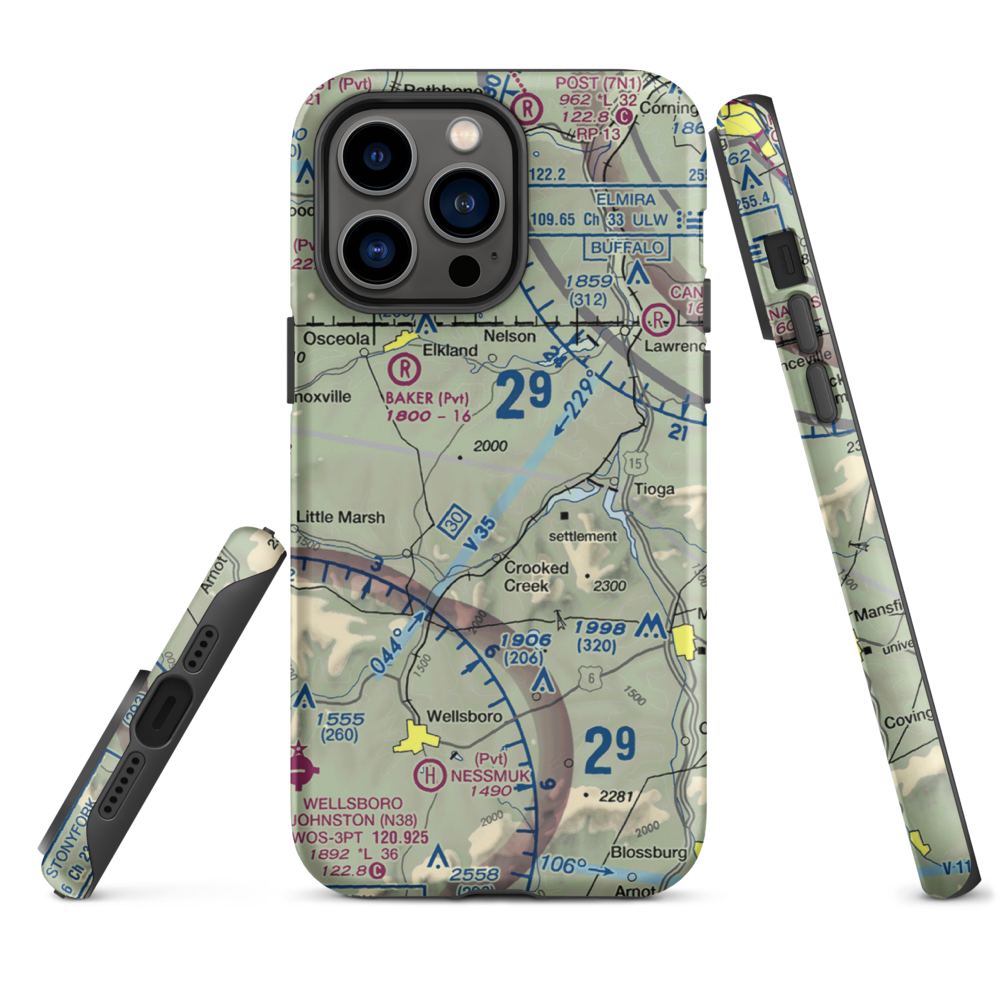H&H Personal Use Airport (57PA) VFR Sectional  Tough iPhone Case iPhone 14 Pro Max model shown