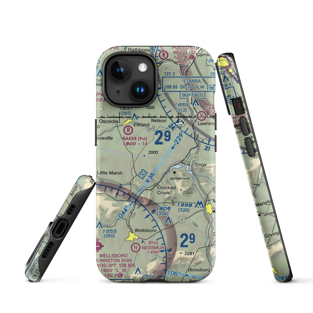 H&H Personal Use Airport (57PA) VFR Sectional  Tough iPhone Case iPhone 15 model shown
