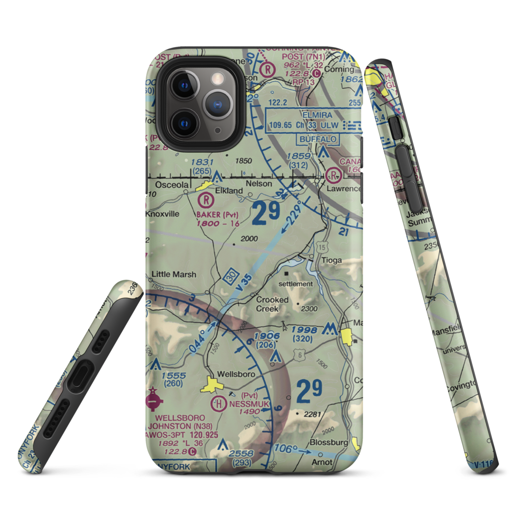 H&H Personal Use Airport (57PA) VFR Sectional  Tough iPhone Case iPhone 11 Pro Max model shown