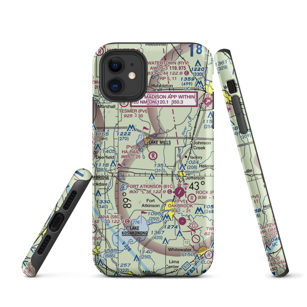 Ha-Rail Airport (17WI) VFR Sectional  Tough iPhone Case iPhone 11 model shown