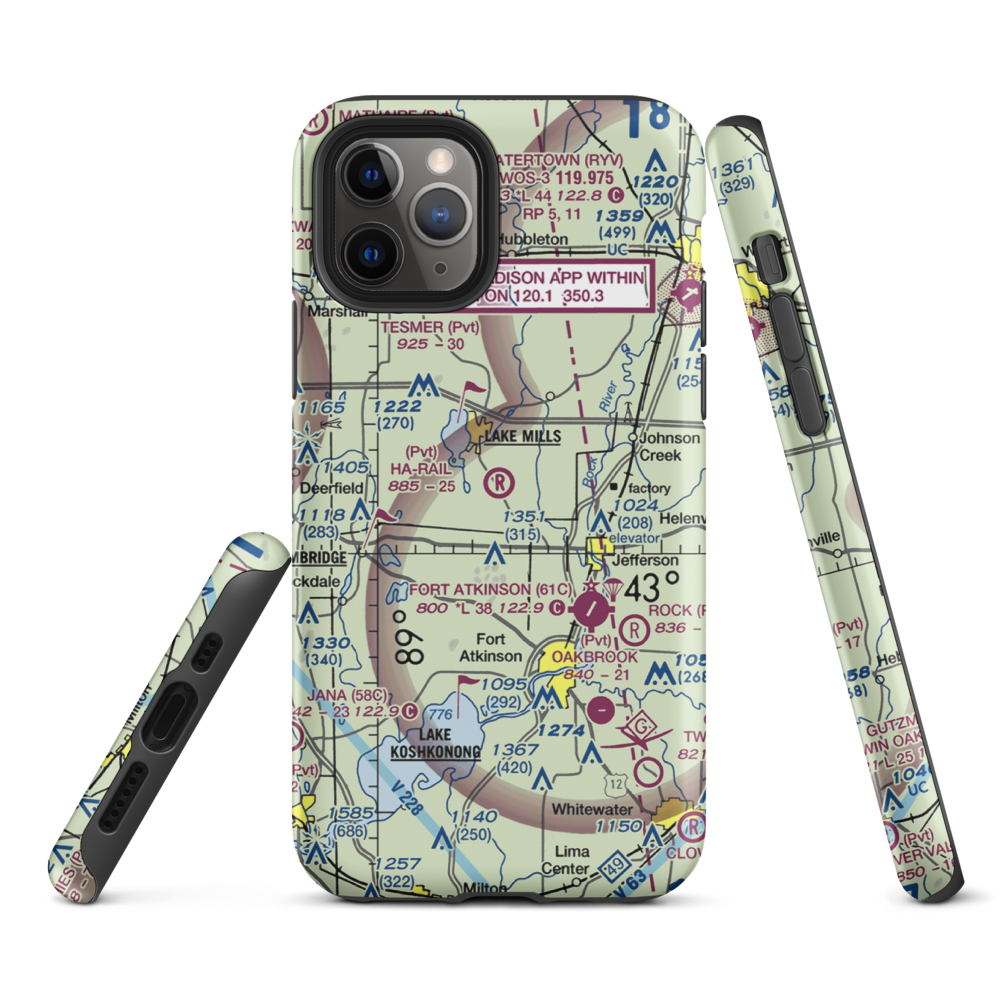 Ha-Rail Airport (17WI) VFR Sectional  Tough iPhone Case iPhone 11 Pro model shown
