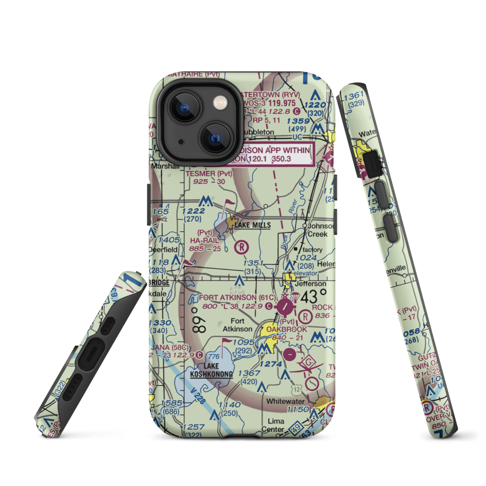 Ha-Rail Airport (17WI) VFR Sectional  Tough iPhone Case iPhone 14 model shown