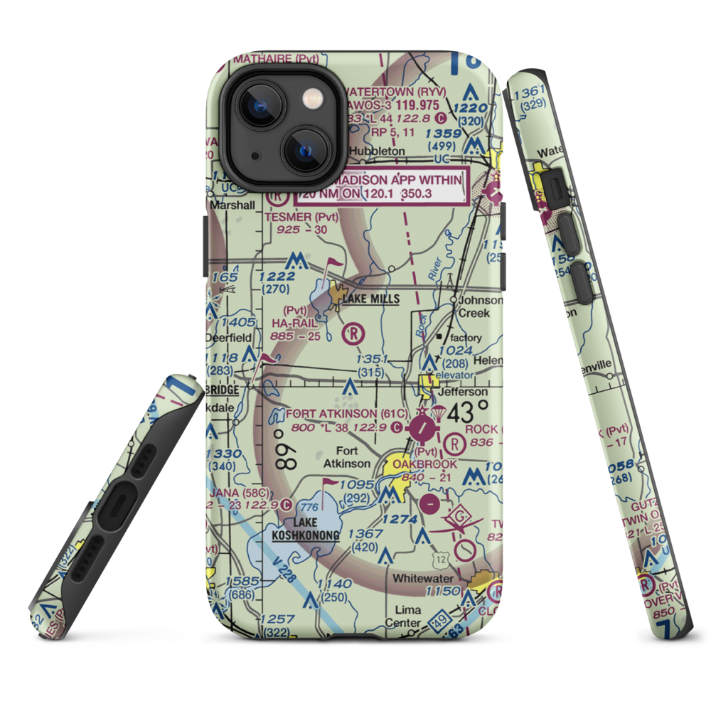 Ha-Rail Airport (17WI) VFR Sectional  Tough iPhone Case iPhone 14 Plus model shown