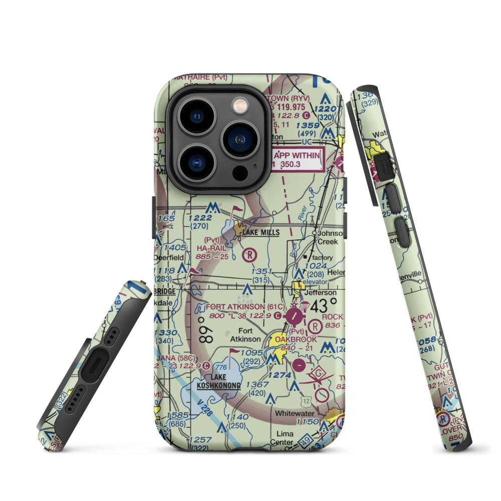 Ha-Rail Airport (17WI) VFR Sectional  Tough iPhone Case iPhone 14 Pro model shown