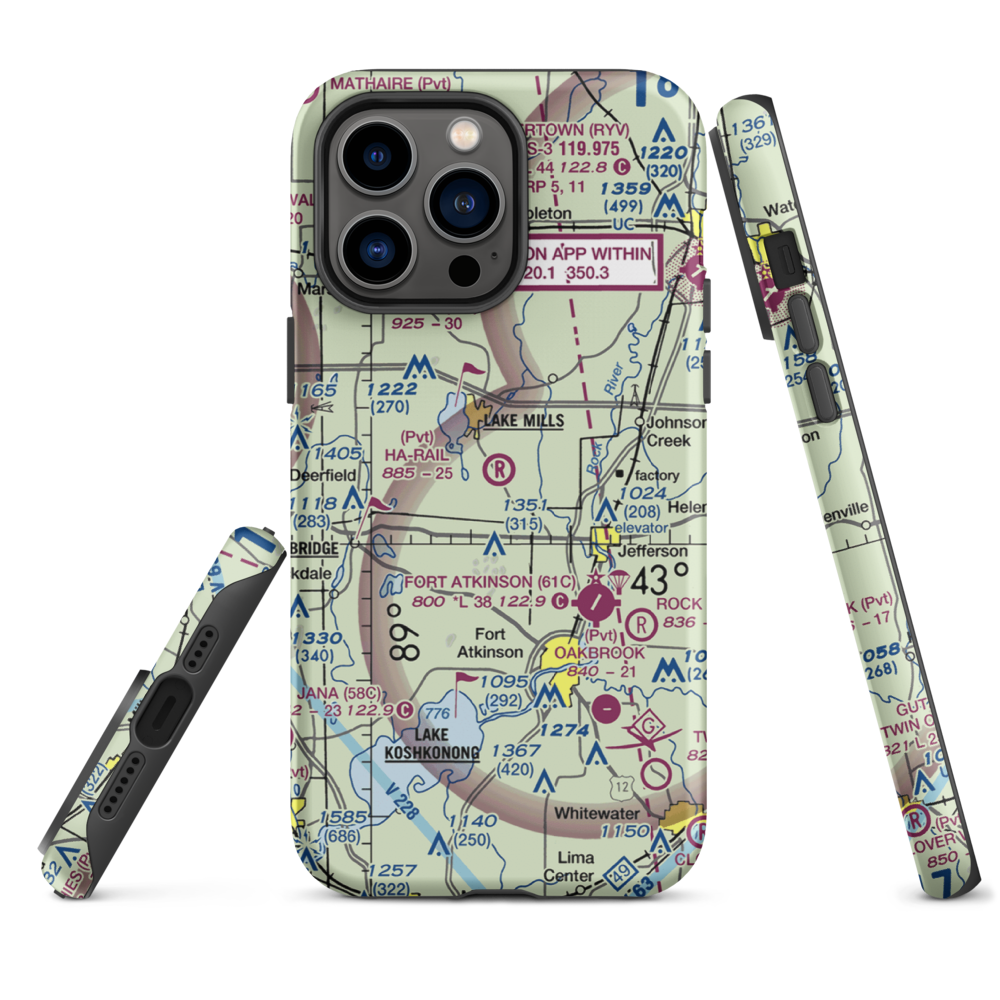 Ha-Rail Airport (17WI) VFR Sectional  Tough iPhone Case iPhone 14 Pro Max model shown