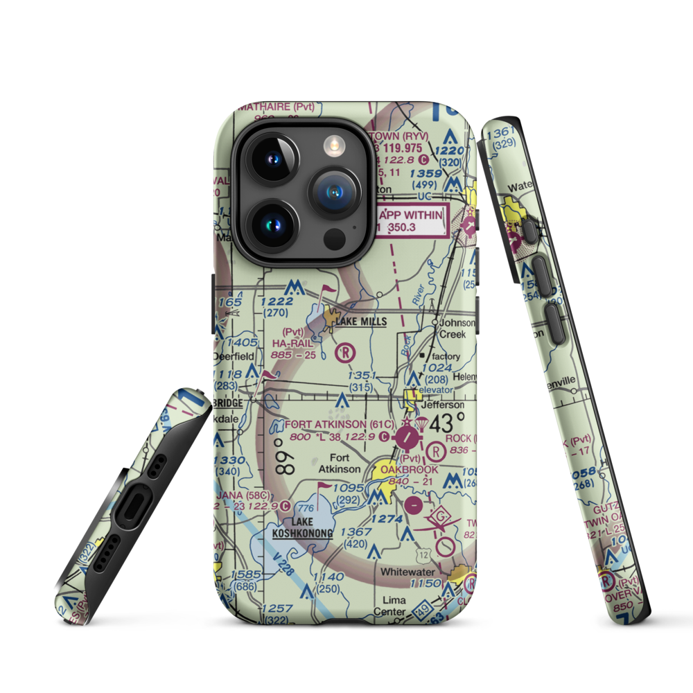 Ha-Rail Airport (17WI) VFR Sectional  Tough iPhone Case iPhone 15 Pro model shown