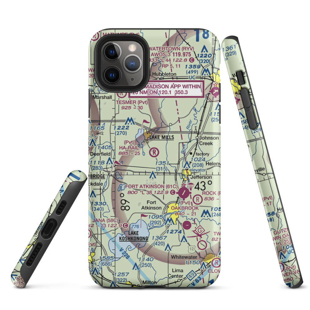 Ha-Rail Airport (17WI) VFR Sectional  Tough iPhone Case iPhone 11 Pro Max model shown