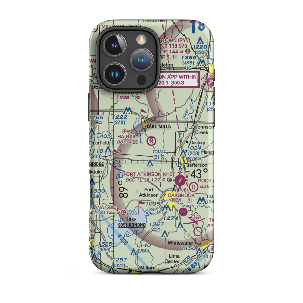 Ha-Rail Airport (17WI) VFR Sectional  Tough iPhone Case iPhone 16 Pro Max model shown