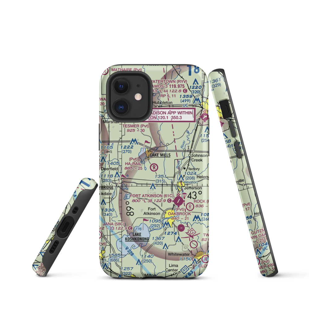 Ha-Rail Airport (17WI) VFR Sectional  Tough iPhone Case iPhone 12 mini model shown