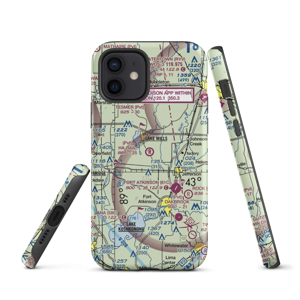 Ha-Rail Airport (17WI) VFR Sectional  Tough iPhone Case iPhone 12 model shown