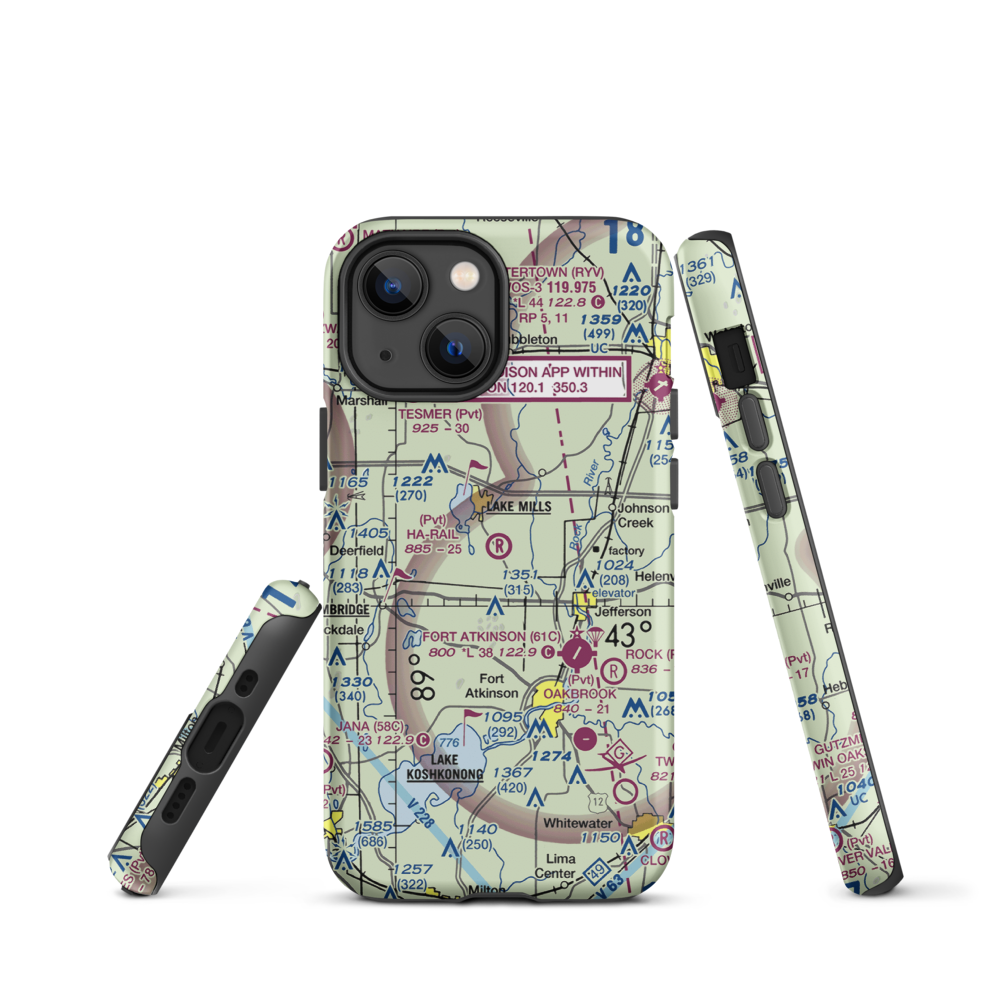 Ha-Rail Airport (17WI) VFR Sectional  Tough iPhone Case iPhone 13 mini model shown