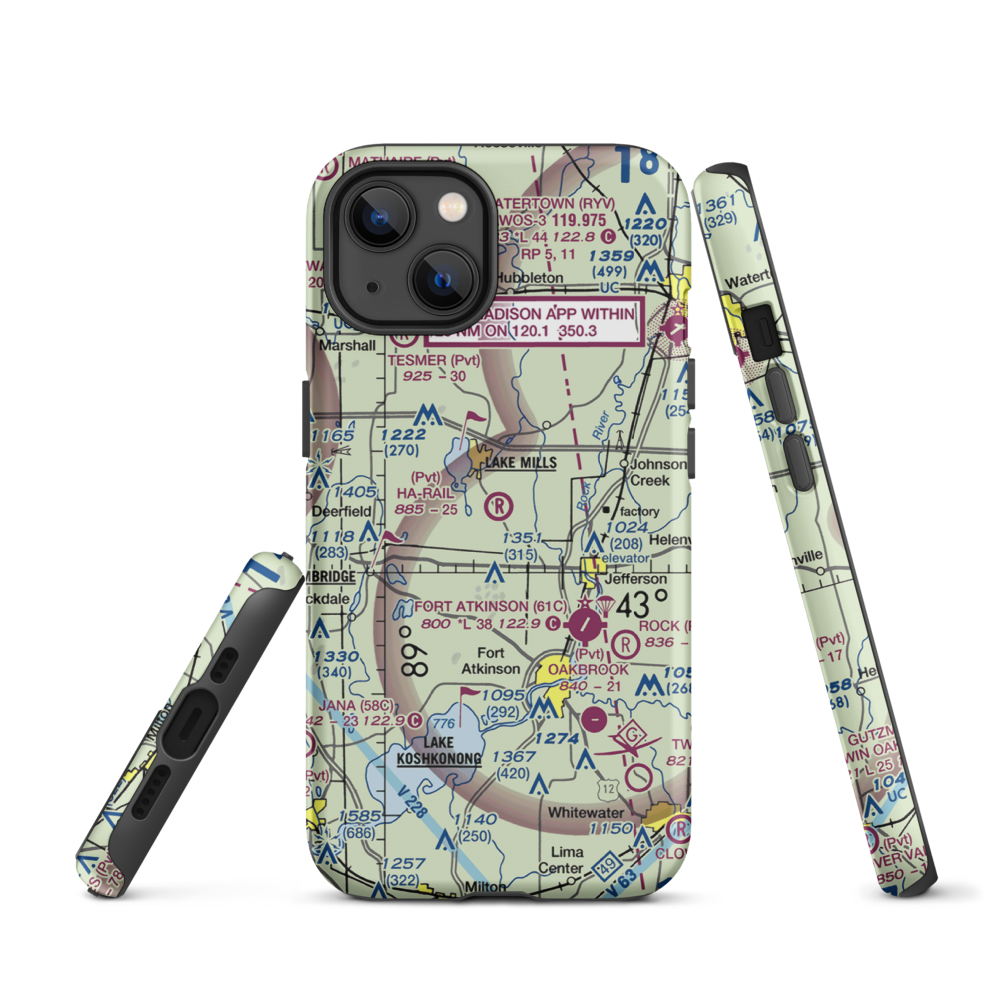 Ha-Rail Airport (17WI) VFR Sectional  Tough iPhone Case iPhone 13 model shown