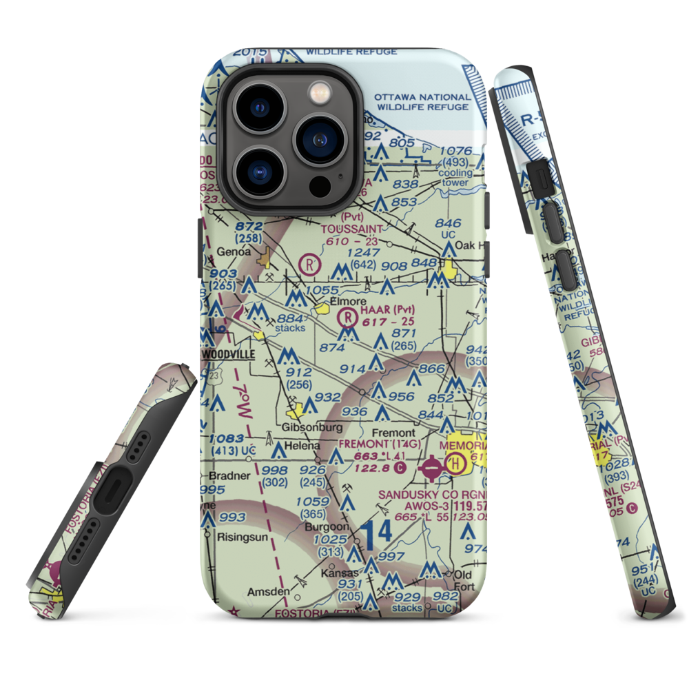 Haar Airport (9OH1) VFR Sectional  Tough iPhone Case iPhone 14 Pro Max model shown