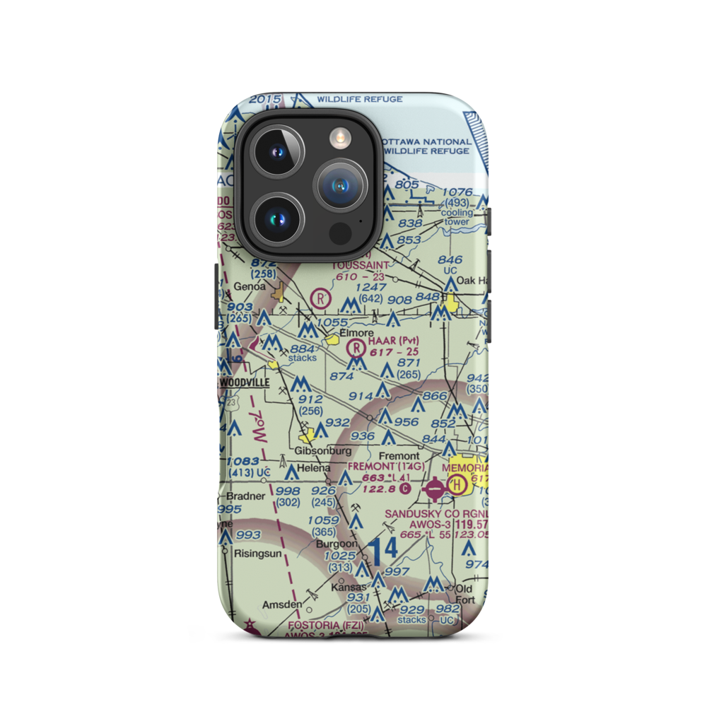 Haar Airport (9OH1) VFR Sectional  Tough iPhone Case iPhone 16 Pro model shown